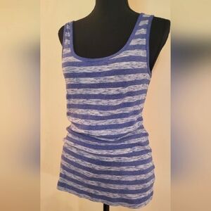 Casual Purple‎ & Gray Striped Women's Tank Top (Size L)